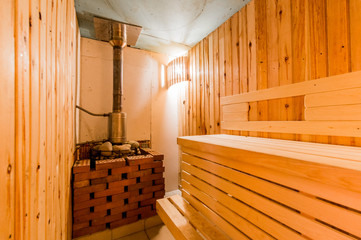 Obraz na płótnie Canvas Russia, Moscow- August 05, 2019: interior room bathhouse, sauna