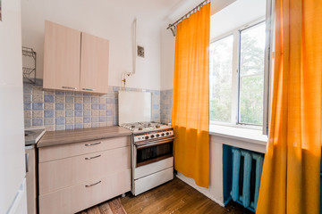 Russia, Moscow- August 05, 2019: interior room apartment decrepit old careless not modern setting....