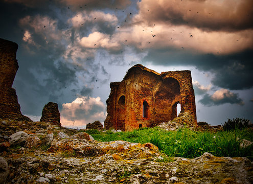 Ruins of the Norman basilica of Santa Maria della Roccella, South Italy.
