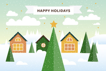 Obraz na płótnie Canvas Winter Holidays 2020 | Snowy Trees Vector 