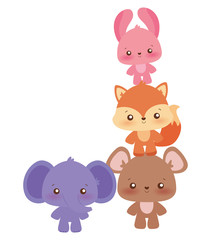 Cute kawaii animals cartoons vector design