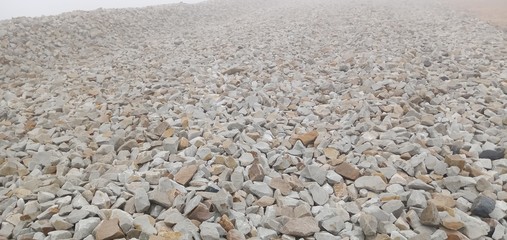Train tracks made of white stones