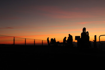 silhouette of people during sunrise