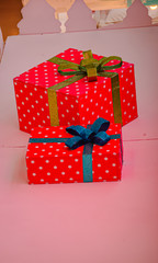 Christmas gift packages decoration displayed in a shopping mall