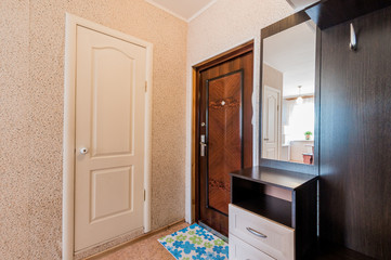 Russia, Moscow- August 05, 2019: interior room apartment modern bright cozy atmosphere. general cleaning, home decoration, preparation of house for sale