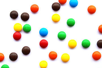 candy background of colorful chocolate drops
