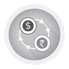 Currency exchange, cash back, investment return, loan refinance. Black and white icon