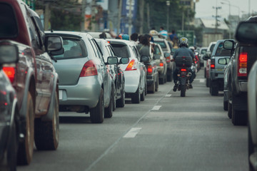 traffic jam on road rush hour