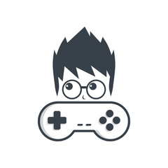 game nerd geek gamer joystick console controller logo