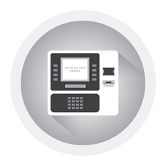 ATM payment vector illustration. ATM machine icon. Black and white icon