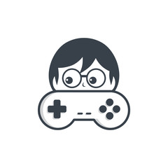 game nerd geek gamer joystick console controller logo