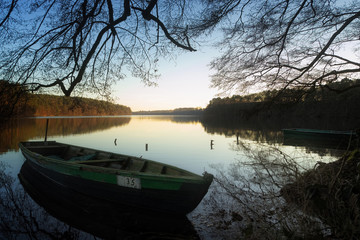 A rowing boat on the lake Schmaler Luzin