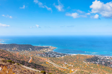Beautiful landscape of Crete, sea and mountain.