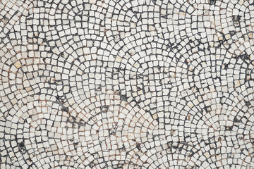 Ancient mosaic of white squares. Texture, background