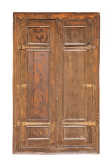 Wooden window shutters in the old building. Texture.