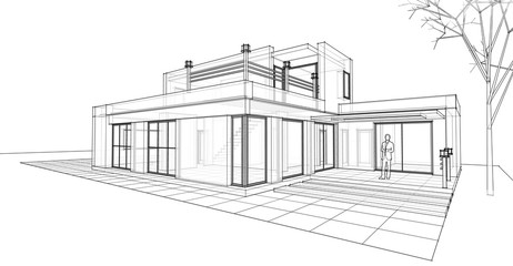 house architectural sketch 3d illustration © Svjatoslav