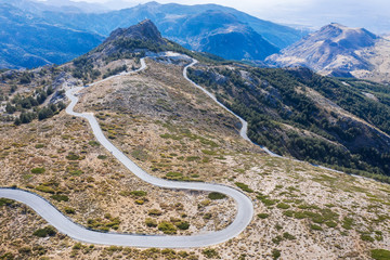 aerial view of a mountain road near Sierra Nevada (Granada) Spain