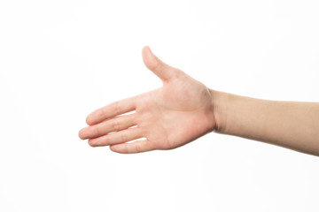 shake hand gesture on white background isolated
