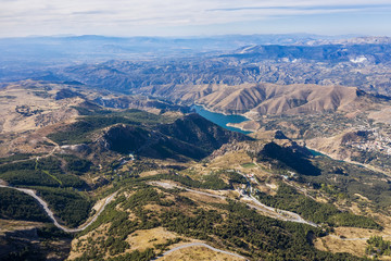 aerial view of a mountain road near Sierra Nevada (Granada) Spain - 311876667