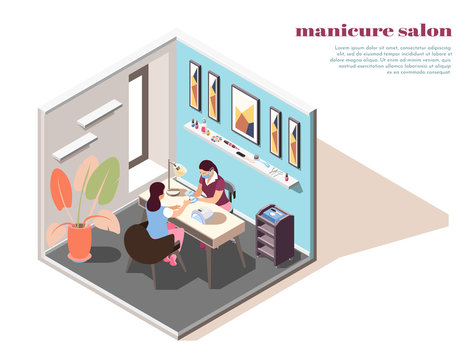 Manicure Isometric Composition