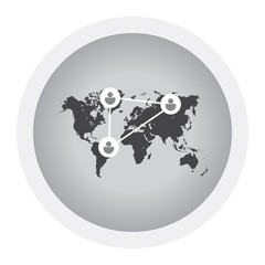 Global structure networking and data connection concept. Social network communication in the global computer networks. Black and white icon