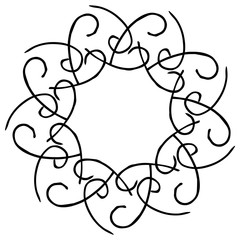 black and white vector frame in rustic style. wreath of branches