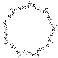 black and white vector frame in rustic style. wreath of branches