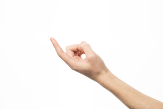 Human hand in seduce gesture isolate on white background
