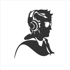 profile portrait of man in headphones icon