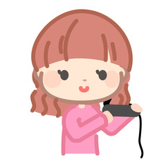 ヘアアイロンをあてる女性