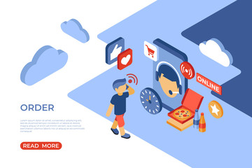 Order online store isometric icons