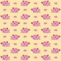 The Amazing of Cute Pig Illustration, Cartoon Funny Character, Pattern Wallpaper