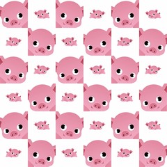 The Amazing of Cute Pig Illustration, Cartoon Funny Character, Pattern Wallpaper