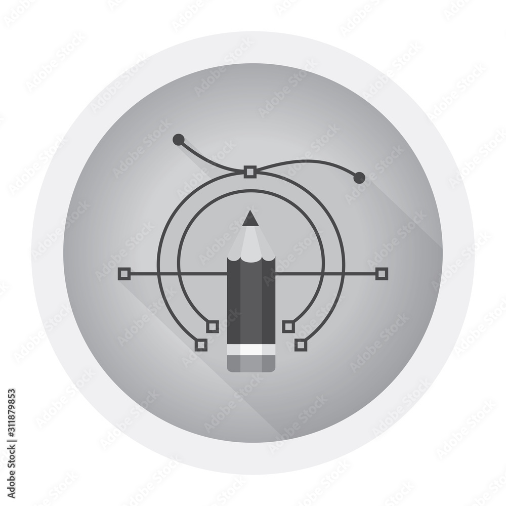 Aufkleber pen tool. vector computer graphics. the curve control points. black and white icon