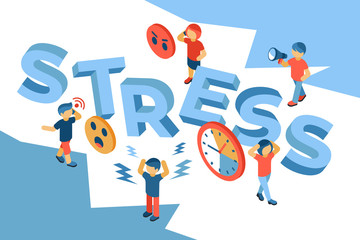 Stress and business isometric icons