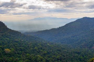 Mountain range in the jungle of Dong Hua Sao National Park in Champasak, Laos