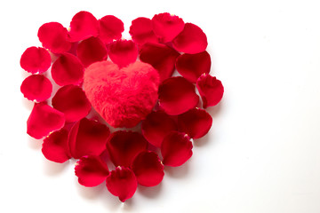 red heart of rose petals,valentine's day