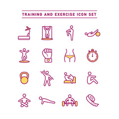 TRAINING AND EXERCISE ICON SET