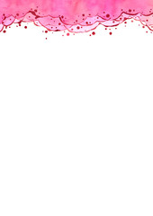 Obraz premium Abstract watercolor hand painting illustration. Bright pink wavy background. High resolution. Design for card, cover, print,web, wedding, valentine.