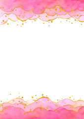 Obraz premium Abstract watercolor hand painting illustration. Bright pink wavy background. High resolution. Design for card, cover, print,web, wedding, valentine.