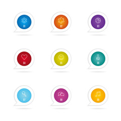 Colored icons pointers with linear symbols. Infographic design template