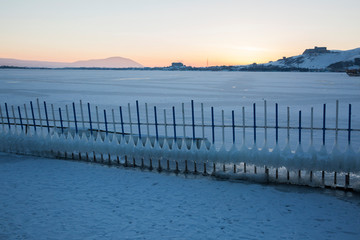 Lake Sevan covered with ice