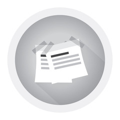 Note Paper with pin on white background. Black and white icon