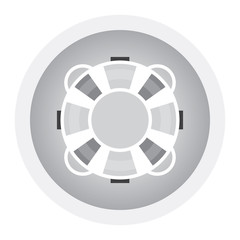 Rubber tube for safety in swimming pool plat icon. Black and white icon