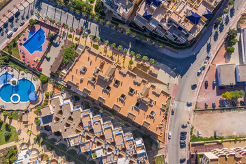 Aerial view of rooftops in Cabo Roch Spain