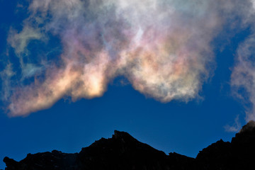 A natural phenomenon called iridescent clouds, in this case recorded in the morning with the light...