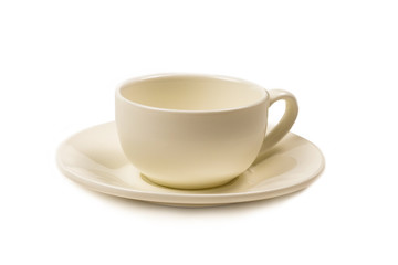 White cup isolated on white background.