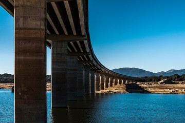 Bridge over the Valmayor reservoir. El Escorial, Madrid, Spain.
