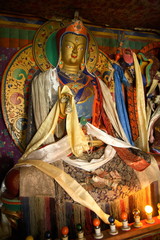 Fototapeta premium Statue of lord Buddha called padmasambhava at shakti gompa at Ladakh, Jammu Kashmir, India
