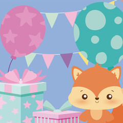 fox cartoon of happy birthday concept vector design
